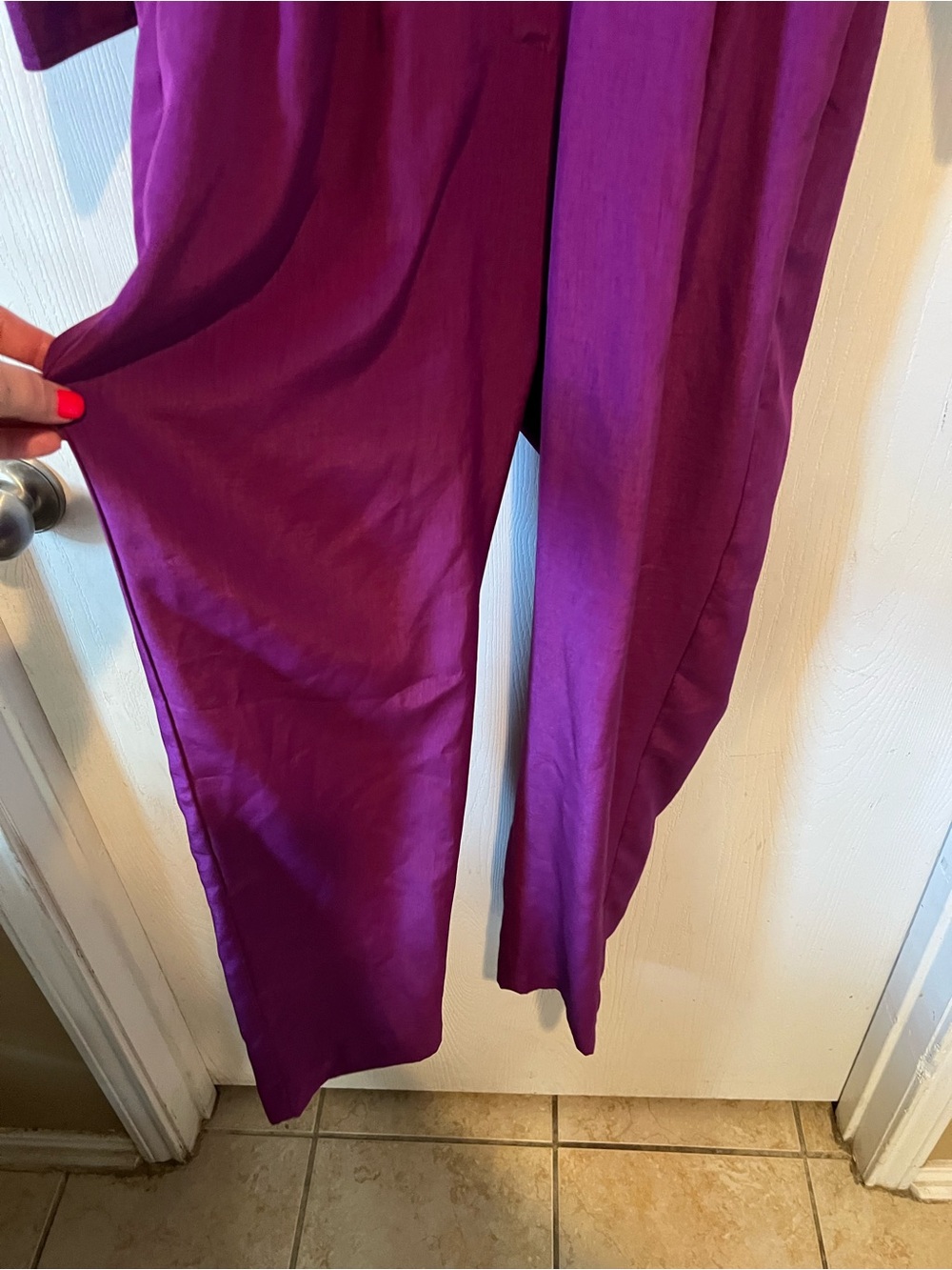 Vintage 1980's Joan Walters Purple Lightweight Power Jumpsuit Romper USA Sz 6 - Picture 6 of 7